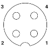 M12A Fem Droit 4p; Bornes autodénudantes 0.34mm², Ø3.5-6mm
