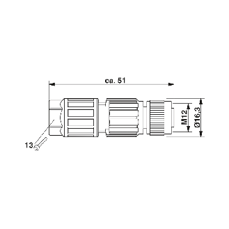 M12A Fem Droit 4p; Bornes autodénudantes 0.34mm², Ø3.5-6mm-Lire la description