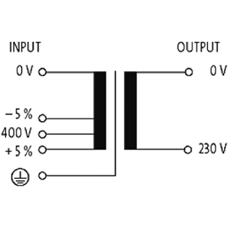 Transformateur monophasé de commande et d’isolement MET 630VA IN: 400VAC ± 5% OUT: 230VAC - 86031 | MET 0630-400/230-Lire la description