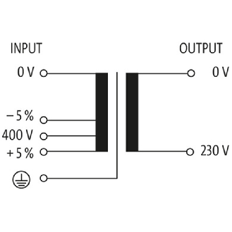 Transformateur monophasé de commande et de séparation MET 500VA IN: 400VAC ±5% OUT: 230VAC - 6686021 | MET 05-400/230-Lire la description