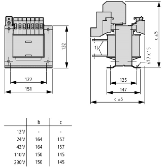 Transformateur, 1.0kVA, 1p, coté primaire 400V, coté secondaire 24V-Lire la description