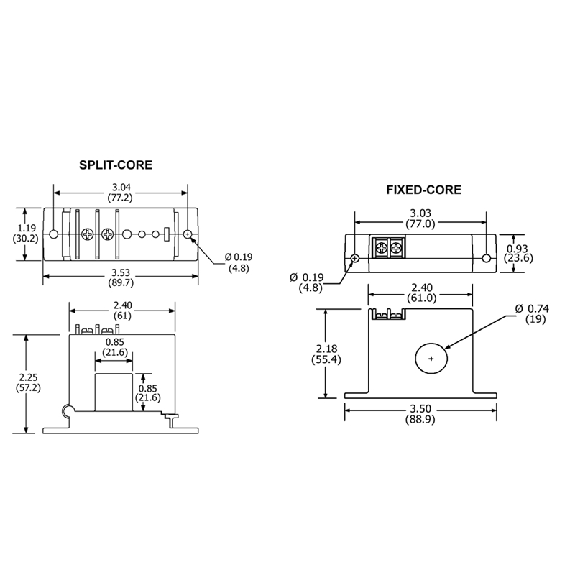 Transformateur d'intensité AC 10-50A / Sortie 4-20mA, boîtier fixe Transformateur d'intensité AC 10-50A / Sortie 4-20mA, boîtier fixe-Lire la description