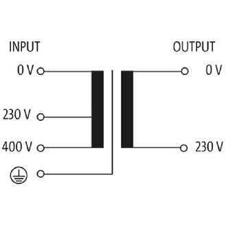 Transfo. cont. isol. MST 320VA IN: 230/400VAC OUT: 230VAC-Lire la description