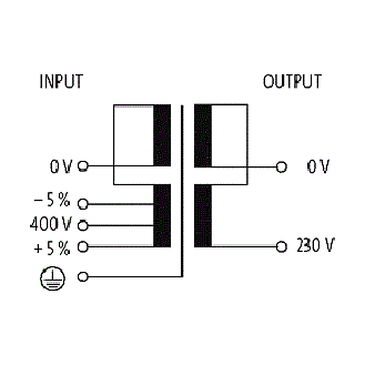 Transformateur monophasé de commande et d’isolement MET 4000VA IN: 400VAC ± 5% OUT: 230VAC - 86111 | MET 4000-400/230-Lire la description