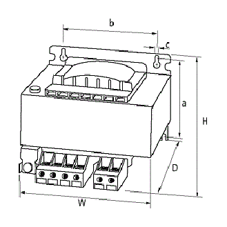 Transformateur monophasé de commande et d’isolement MST 800VA IN: 230/400VAC OUT: 230VAC - 86310 | MST 0800-230-400/230-Lire la description