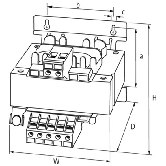Transfo. cont. isol. MST 2500VA IN: 208-550VAC OUT:2x115VAC-Lire la description