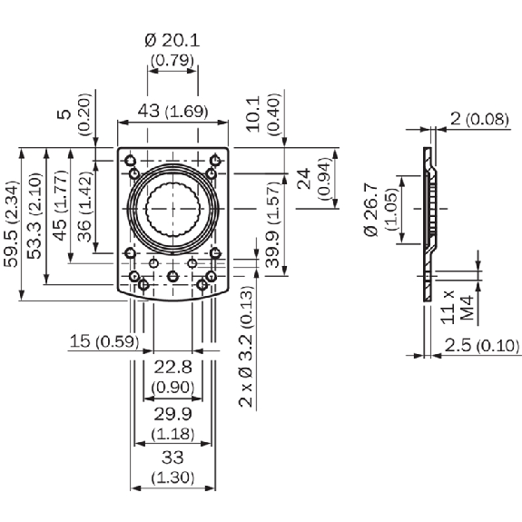 Equerre de fixation sur tube 12-20mm, W160/4S-3V inox/11-2/12-3/250-Lire la description