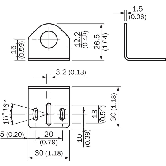 Équerre de fixation inox, pour boîtier M12-Lire la description
