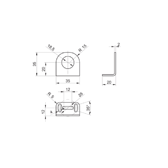 Equerre de fixation court pour détecteurs Série 18 (Forme L)-Lire la description