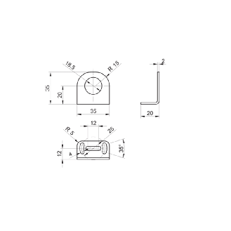 Equerre de fixation court pour détecteurs Série 18 (Forme L)-Lire la description