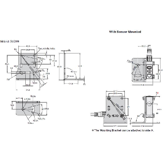 Equerre de fixation inox SUS304 pour E3S-DB, depuis la base en L ± 5°-Lire la description