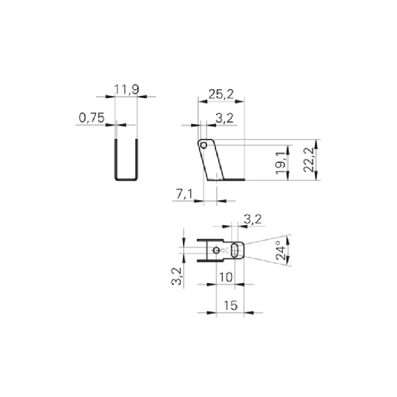 Equerre de fixation pour détecteurs Série 10 (Forme U) Equerre de fixation pour détecteurs Série 10 (Forme U)-Lire la description