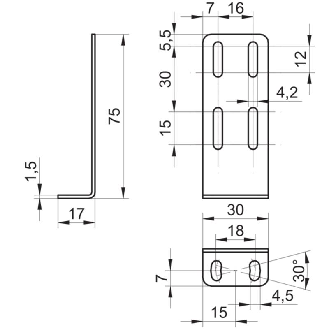Equerre de fixation pour détecteurs Série 25 (Forme L)-Lire la description