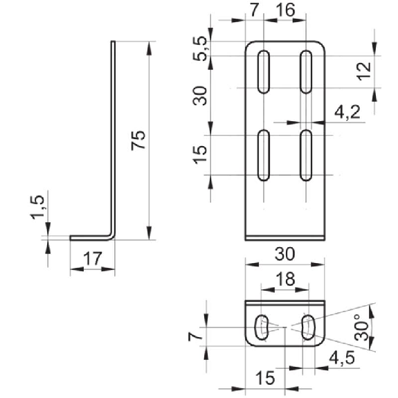 Equerre de fixation pour détecteurs Série 25 (Forme L)-Lire la description