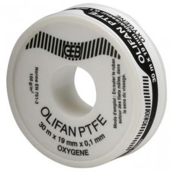 Ruban d'étanchéité oxygène et gaz spéciaux  "815202" ptfe de 12m/m x 30m x 0,1-Lire la description