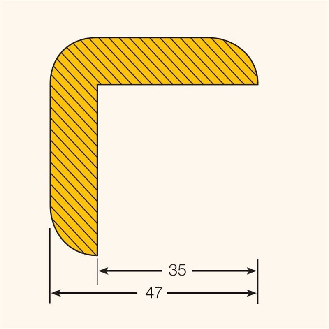 Mousse de protection Morion, Angle 47/47mm, Autocollant, lg 5m, J/N-Lire la description