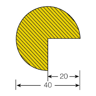 Mousse de protection anti-choc rond 40/40 magnétique jaune/noir lg1m-Lire la description