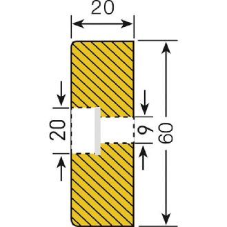 Mousse de protection Morion, Rect 60x20mm, Perçage, lg 1m, J/N-Lire la description