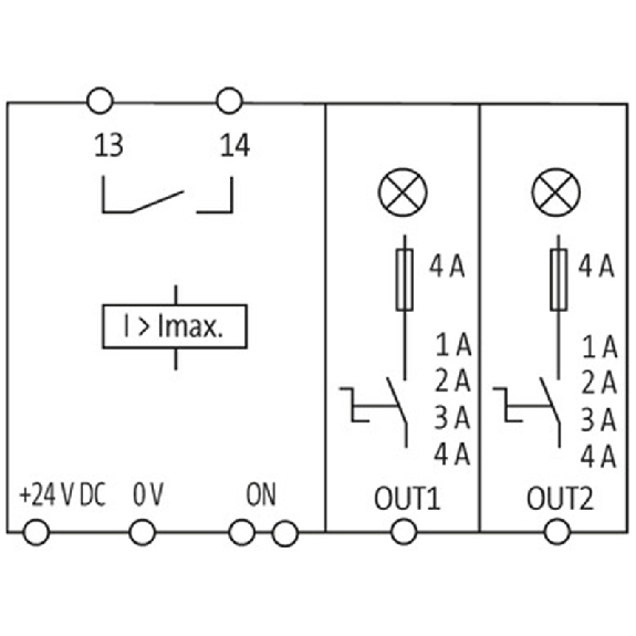 Disjoncteur intelligent 2 canaux 24VDC 1A, 2A, 3A, 4A-Lire la description