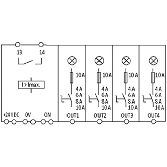 Disjoncteur intelligent 4 canaux 24VDC 4A, 6A, 8A, 10A-Lire la description