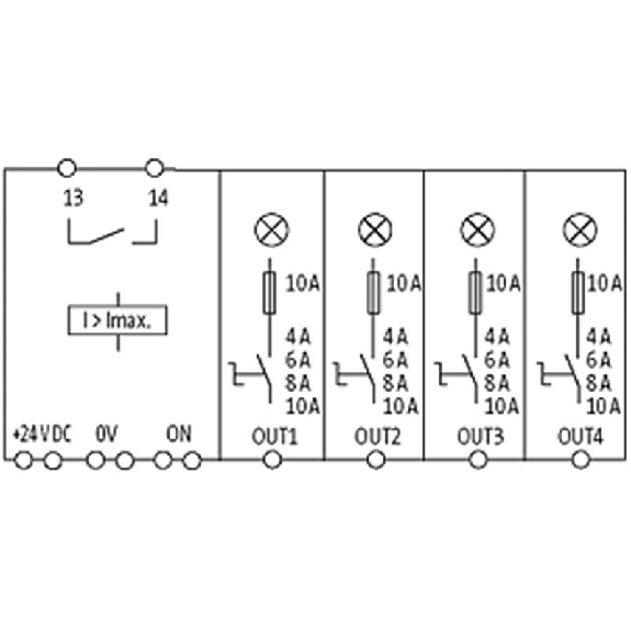 Disjoncteur intelligent 4 canaux 24VDC 4A, 6A, 8A, 10A-Lire la description