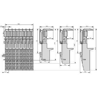 Module de base bloc XI/ON, ressort, 3 zones de raccordement, accès à la barre C-Lire la description
