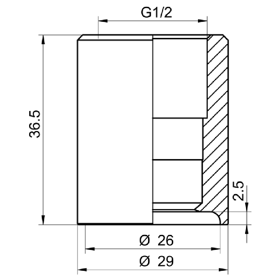 Manchon à souder G 1/2 A hygiénique / DN 25 50, Ø 29 x 36.5 Manchon à souder G 1/2 A hygiénique / DN 25 50, Ø 29 x 36.5-Lire la description