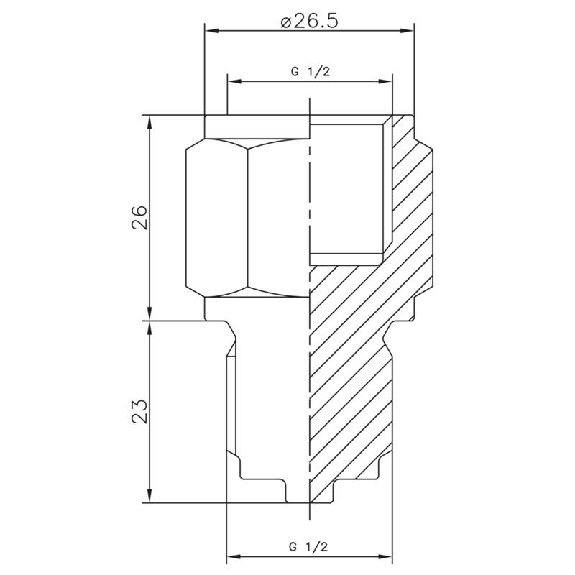 Adaptateur fileté G 1/2 A DIN 3852-E (G51) / G 1/2 B EN 837-1 (G31)-Lire la description
