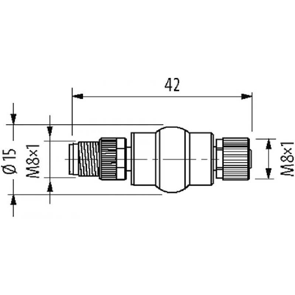 Adaptateur M08 Mâle Droit 3p/M08 Fem Droit 4p-Lire la description