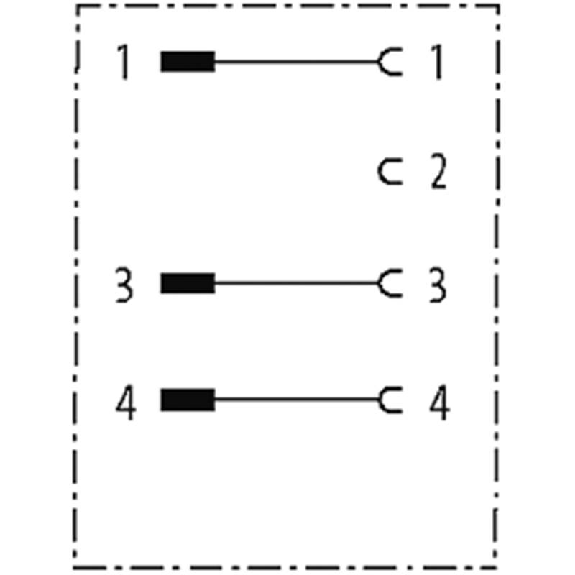 Adaptateur M08 Mâle Droit 3p/M08 Fem Droit 4p-Lire la description