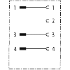 Adaptateur M08 Mâle Droit 3p/M08 Fem Droit 4p
