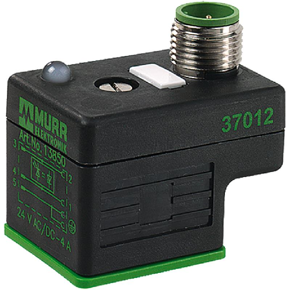 Adaptateur EV Forme A 18mm 24VAC/DC LED+ATP / M12 3P dessus-Lire la description