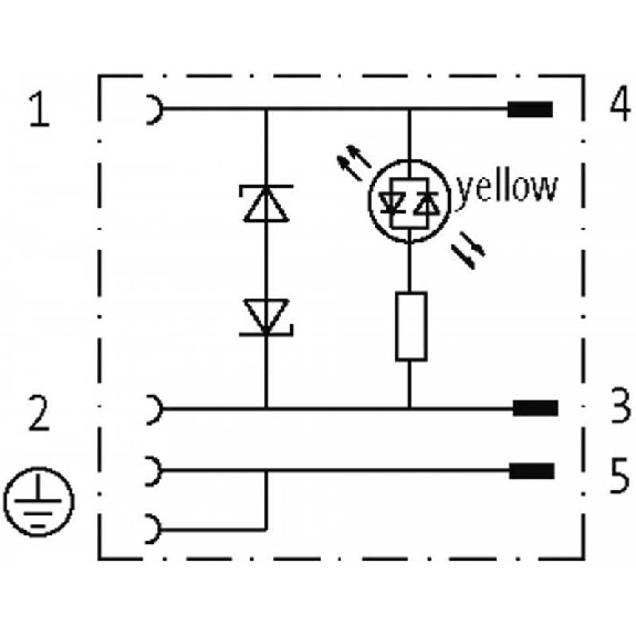 Adaptateur EV Forme C 8mm 24VAC/DC LED+ATP / M12A 3P arrière-Lire la description