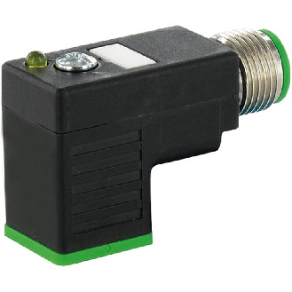 Adaptateur EV Forme C 8mm 24VAC/DC LED+ATP / M12A 3P arrière-Lire la description