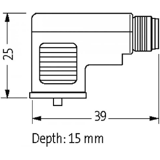 Adaptateur EV Forme C 8mm 24VAC/DC LED+ATP / M12A 3P arrière-Lire la description