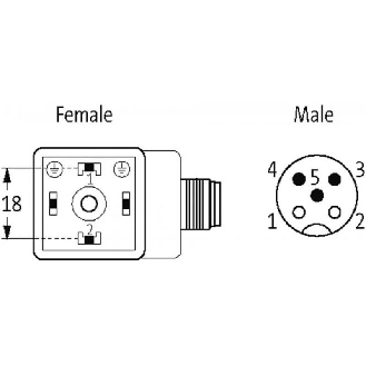 Adaptateur EV Forme A 18mm 110VAC/DC LED / M12 3P arrière-Lire la description