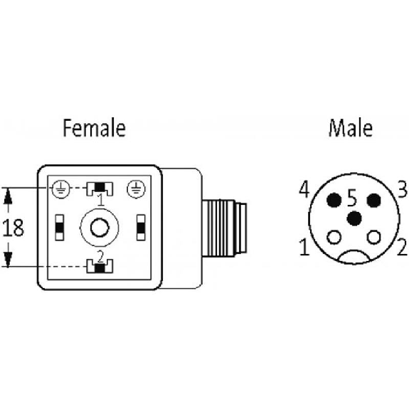 Adaptateur EV Forme A 18mm 110VAC/DC LED / M12 3P arrière-Lire la description
