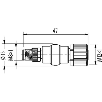 Adaptateur M08 Mâle Droit 4p/M12 Fem Droit 4p-Lire la description