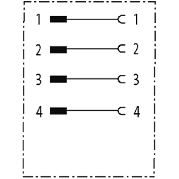 Adaptateur M08 Mâle Droit 4p/M12 Fem Droit 4p-Lire la description