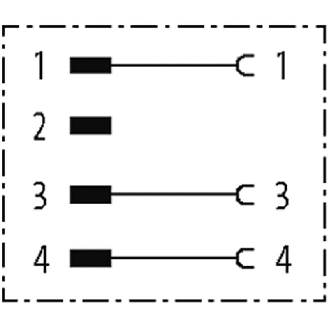 Adaptateur M08 Mâle Droit 4p/M08 Fem Droit 3p-Lire la description