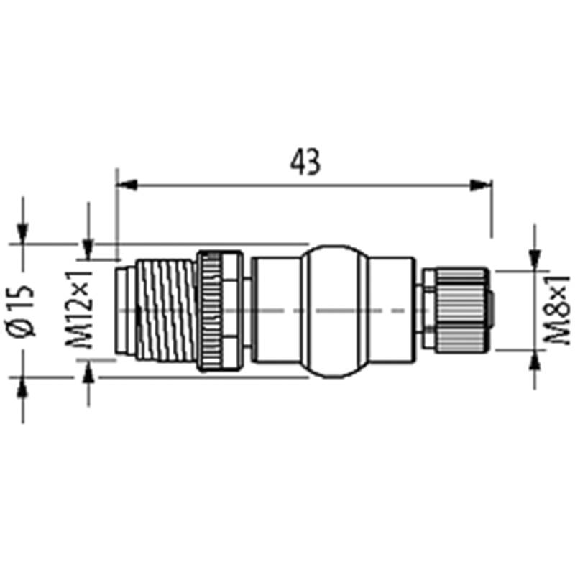 Adaptateur M12 Mâle Droit 3p/ M08 Fem Droit 3p-Lire la description