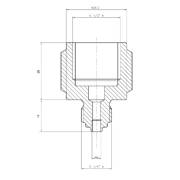 Adaptateur fileté G 1/2 A DIN 3852-E (G51) / G 1/4 B EN 837-1 (G30) Adaptateur fileté G 1/2 A DIN 3852-E (G51) / G 1/4 B EN 837-1 (G30)-Lire la description