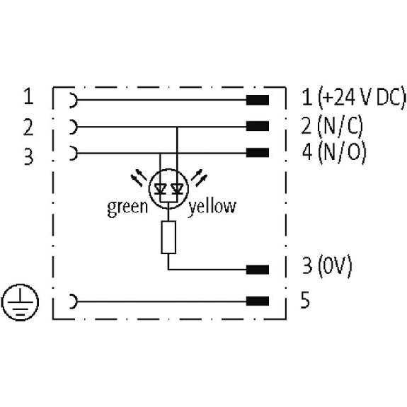 Adaptateur Pressostat Forme A 18mm 24VDC LED (x2) / M12 5P arrière-Lire la description