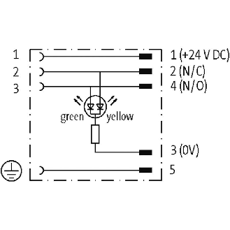 Adaptateur Pressostat Forme A 18mm 24VDC LED (x2) / M12 5P arrière-Lire la description