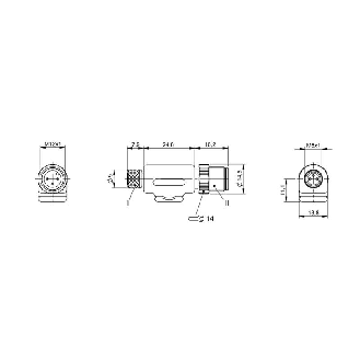 Adaptateur M08 Fem Droit 3p/M12 Mâle Droit 3p-Lire la description