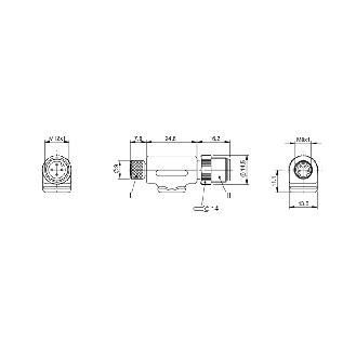 Adaptateur M08A Fem Droit 4p/M12A Mâle Droit 4p-Lire la description