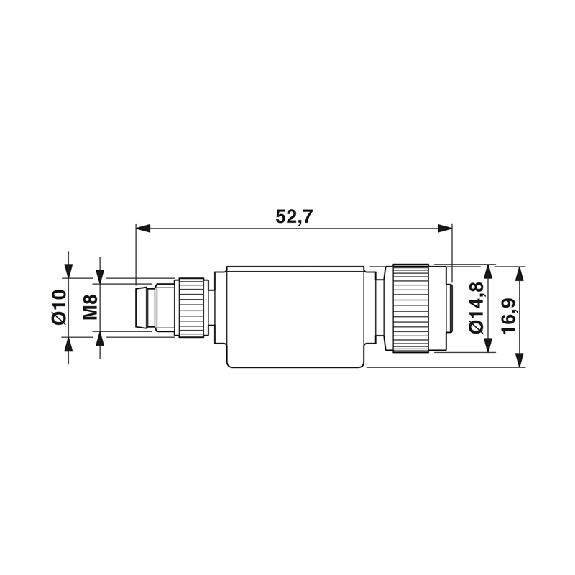 Adaptateur, du connecteur mâle M8 sur connecteur femelle M12, 4 pôles-Lire la description