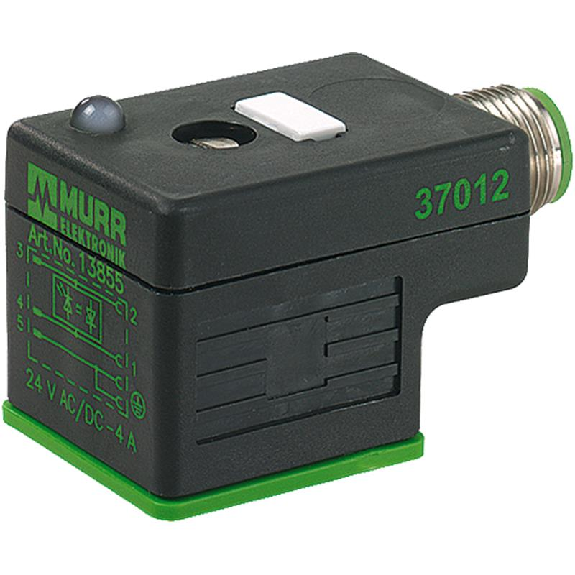 Adaptateur EV Forme A 18mm 24VAC/DC LED / M12 4P arrière-Lire la description