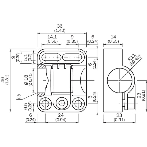 Bride de fixation inox V4A pour capteurs cylindriques filetés M18-Lire la description