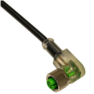Connect.M12-F,4 poles-2m-LED,PVC,90°-Lire la description